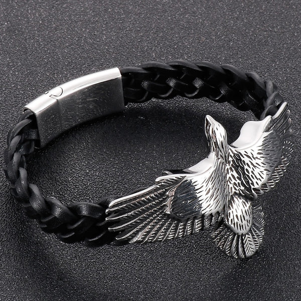 Punk Eagle Shaped Leather Wrap Bracelet for Men