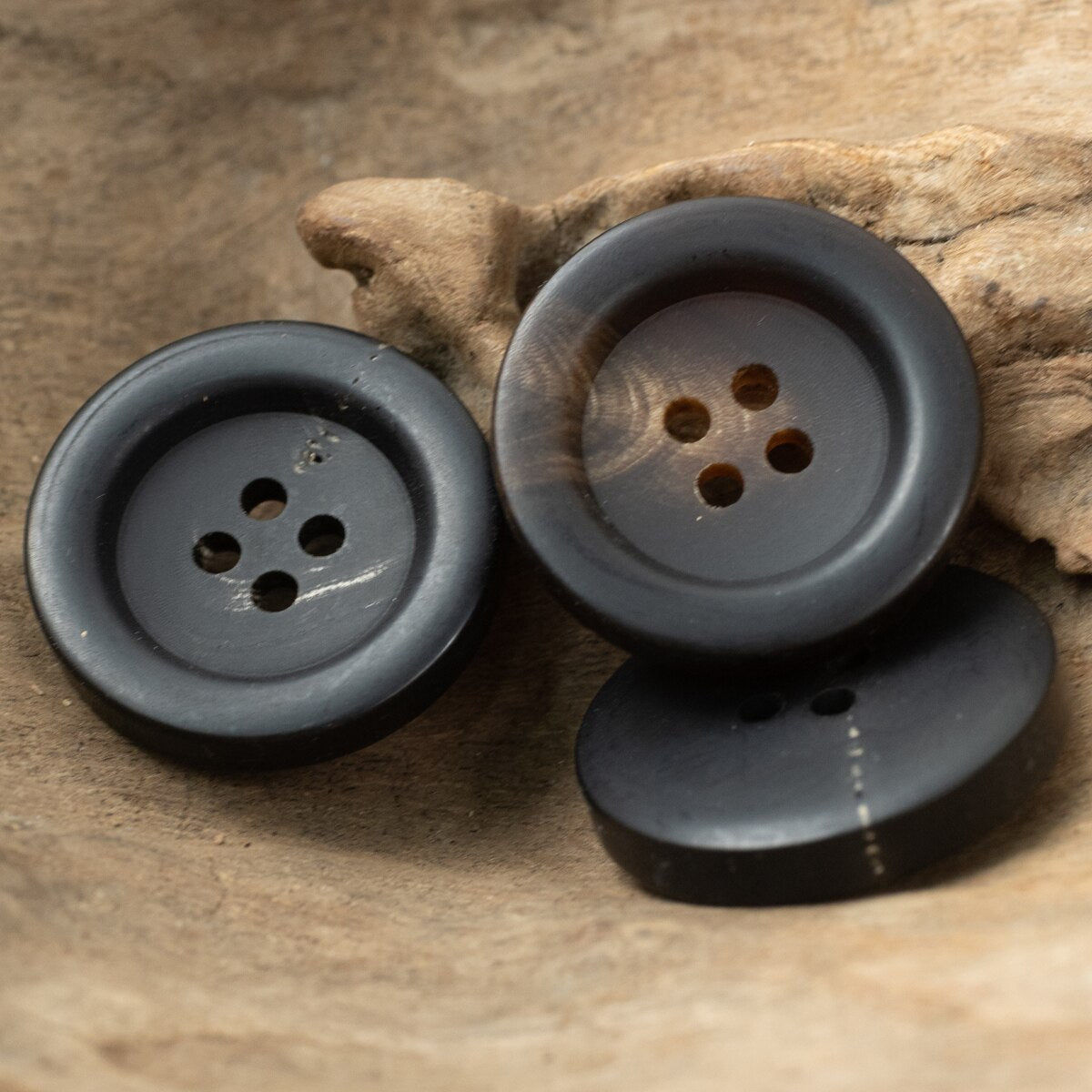6pcs Thick Matte Horn Buttons For Winter Autumn Coat Leather Dark Brown Black Buttons