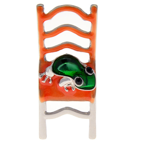 New Arrival Silver Metal Frog On The Chair Brooch Pins For Men