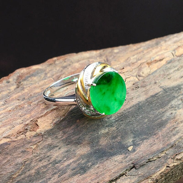Anillos clásicos de crisoprasa natural para mujer