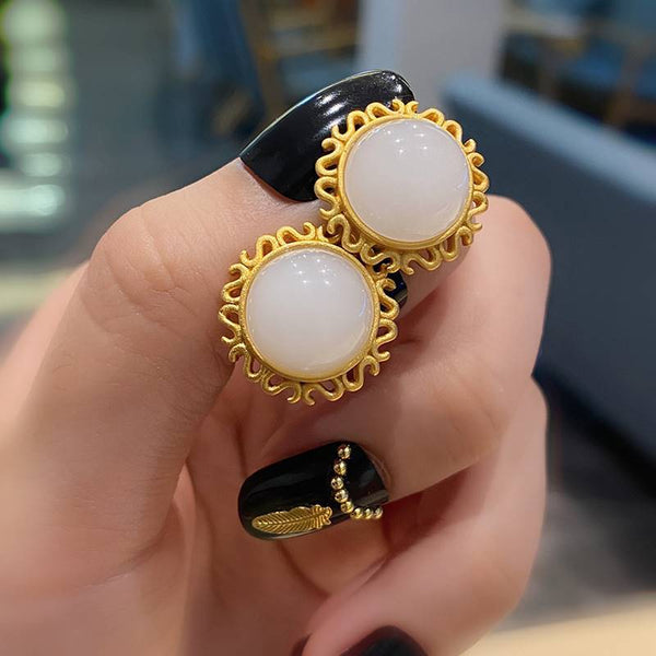 Pendientes de flores artesanales de oro antiguo para mujer