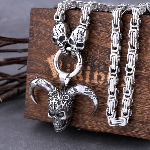 Colgante de calavera de payaso gótico con collar cuadrado de calavera para hombre