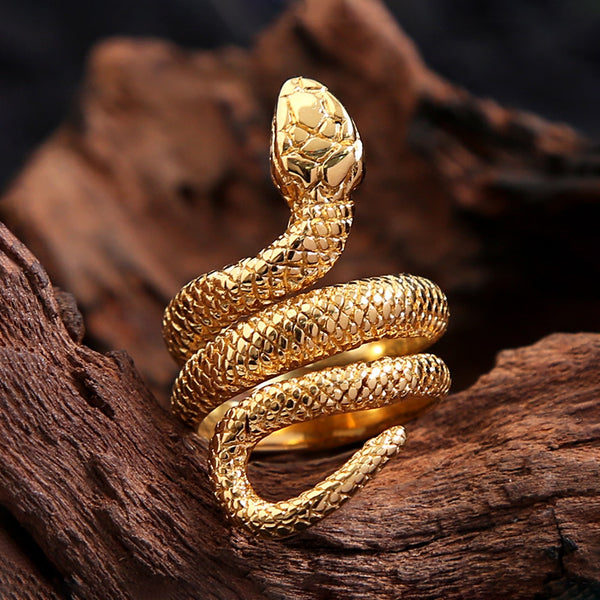 Anillo de serpiente de acero inoxidable de moda punk para hombres y mujeres