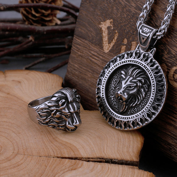 Anillo de león dominante retro de acero inoxidable 316L para hombre