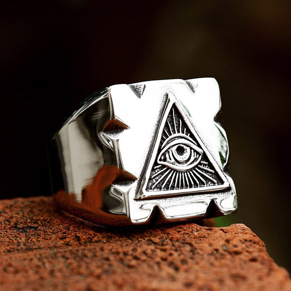 Nuevo anillo sencillo de acero inoxidable con el Ojo de Horus para hombre
