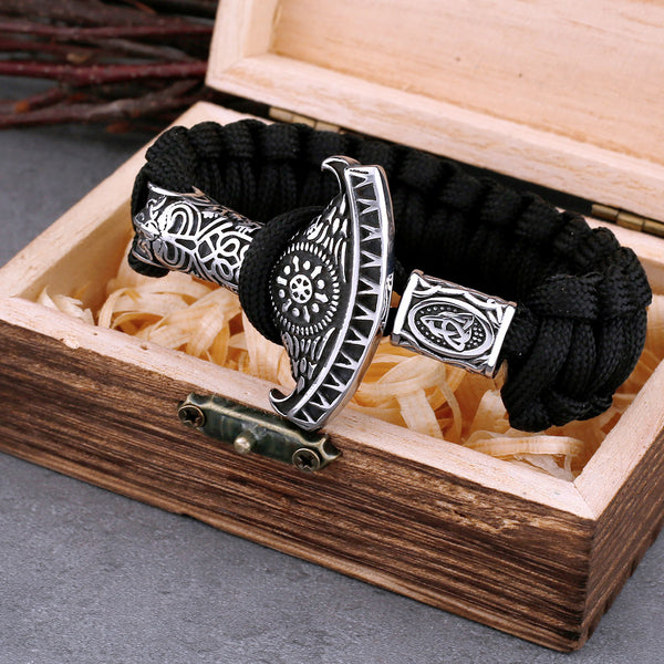 Pulsera con hacha rúnica de Odín y personalidad de moda