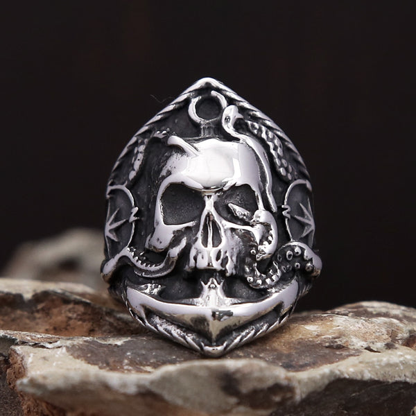 Anillos únicos de ancla de pulpo pirata vintage