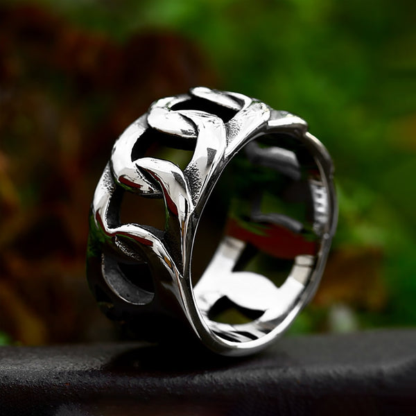 Anillo de tejido de cadena simple de acero inoxidable 316L para hombres y mujeres