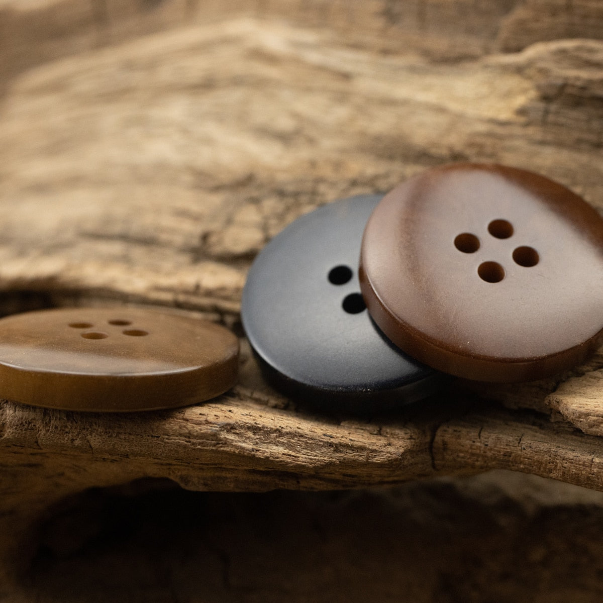 Retro Round Eco Buttons Brown Toffee Corozo Shell Buttons