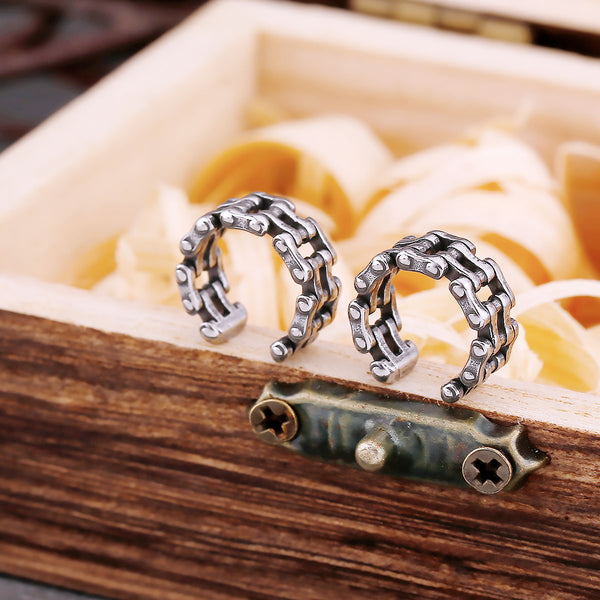 Pendientes vintage minimalistas con clip de cadena para hombre, de acero inoxidable, estilo punk, hip hop y motero.