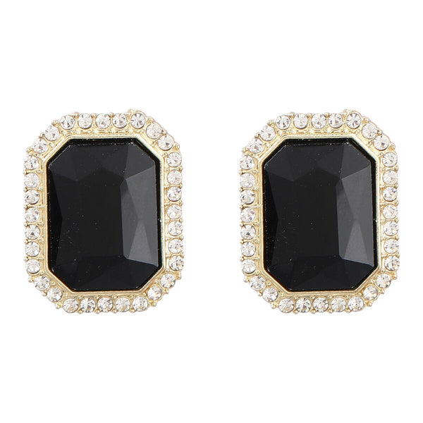 Pendientes geométricos redondos de metal con diamantes de imitación para mujer