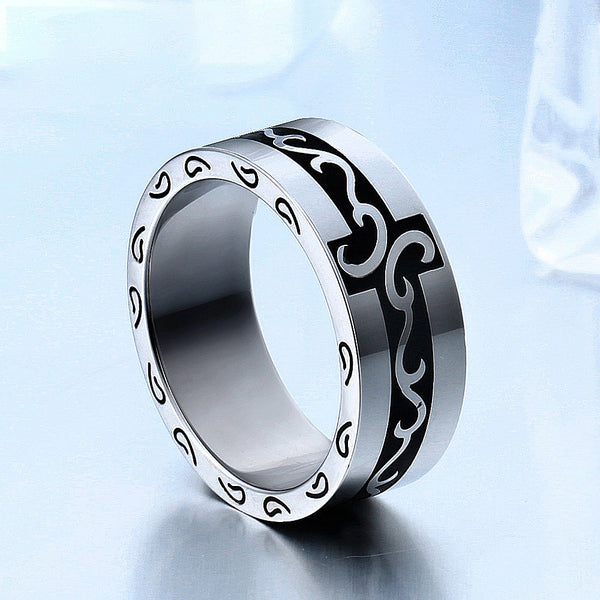 Versión coreana del anillo con patrón grabado simple para hombres y mujeres