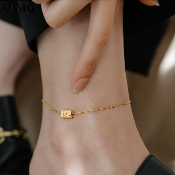 Tobillera vintage punk con forma de barra de oro para mujer