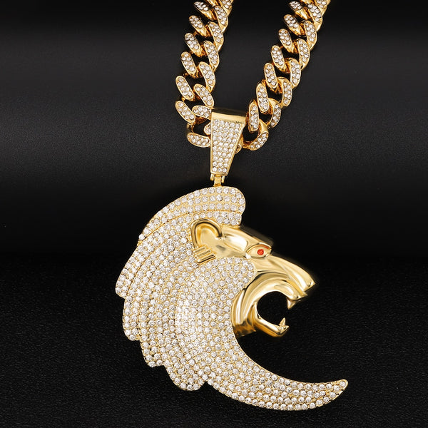 Gold Color Iced Out Cubic Zircon Animal Necklace