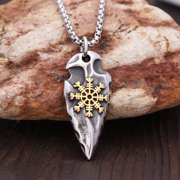 Colgante de brújula vikinga nórdica vintage de acero inoxidable para hombre