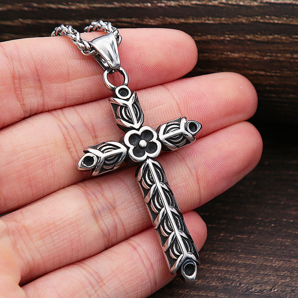 Collar con colgante de cruz de estilo vikingo nórdico retro para hombre y mujer