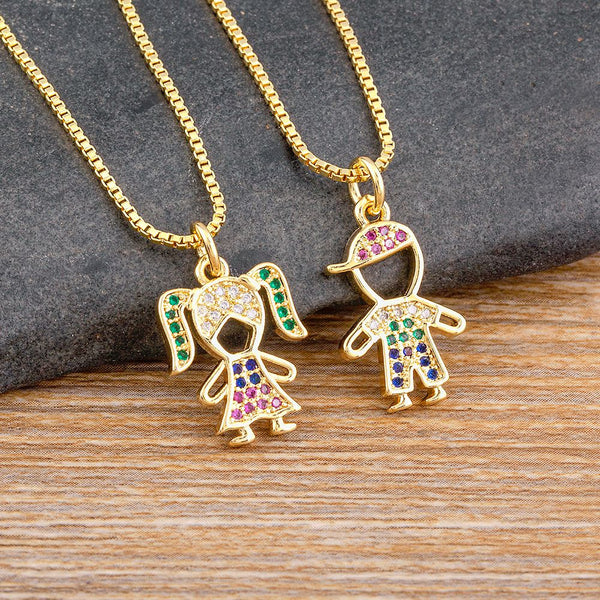 Collares de circonita personalizados con dijes para niños y niñas