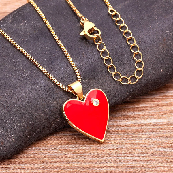 Collar con colgante de corazón, elegante y geométrico, de lujo y ligero, para mujer.