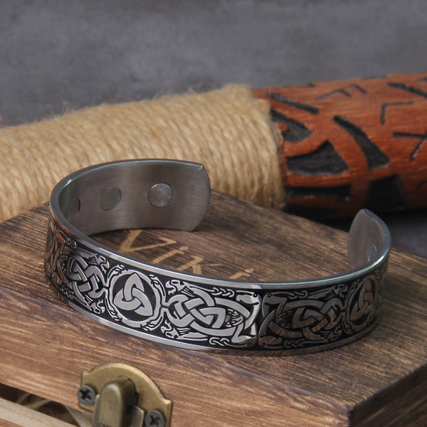 Brazalete nórdico vikingo Valknut de acero inoxidable para hombre, 7 estilos, hecho a mano