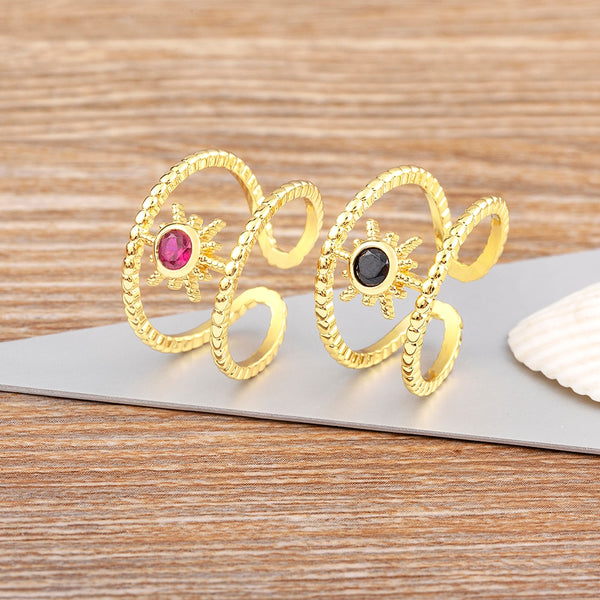 Anillo ajustable con diseño de girasol, con personalidad sencilla, chapado en oro, para mujer