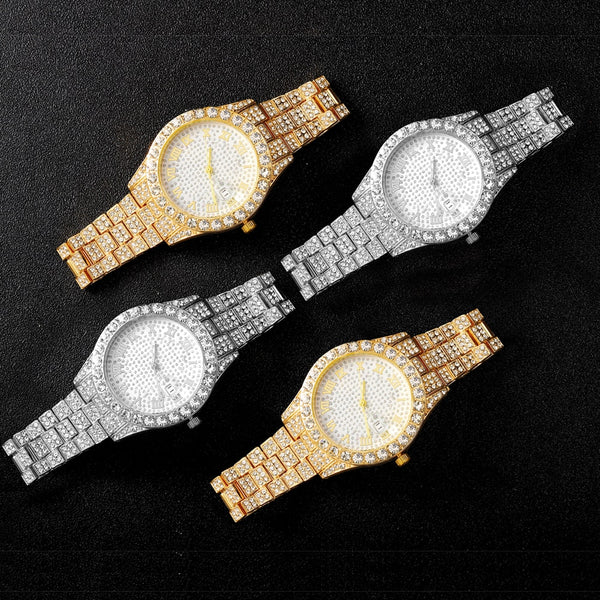 Hip Hop Luxury Quartz Mens Watches Iced Out Watch Men
