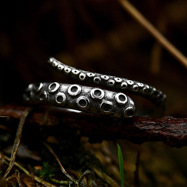 Anillo gótico vintage de tentáculo de pulpo pirata para hombre