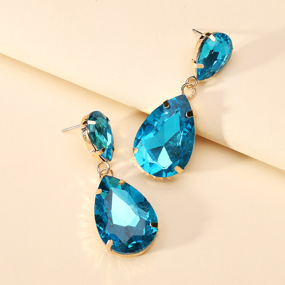 Fashion Water Drop Glass Dangle Earrings For Women
