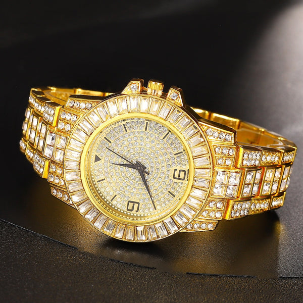Hip Hop Luxury Mens Quartz Watches Iced Out Watch Men