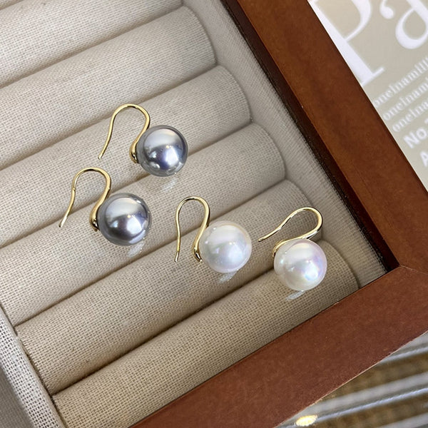 Korean Fashion Glossy Simulated Pearls Hoop Earrings For Women