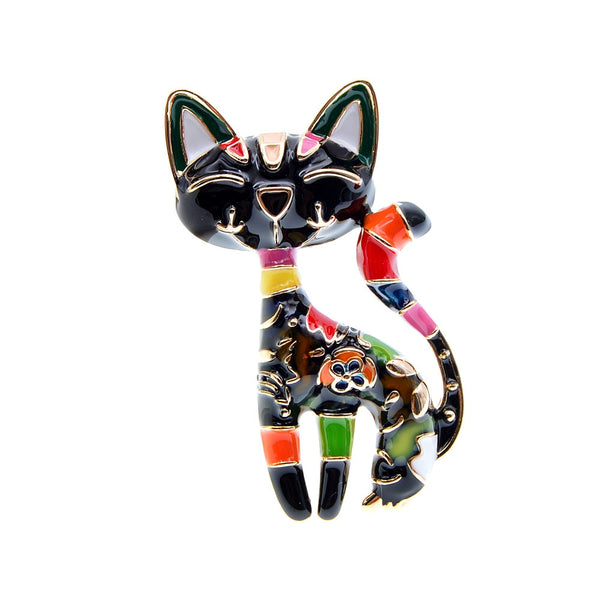 New Arrival Cute Enamel Paint Cat Brooch Unisex Women And Men Brooch