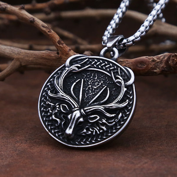 Nuevo colgante vintage de calavera de ciervo de acero inoxidable para hombre