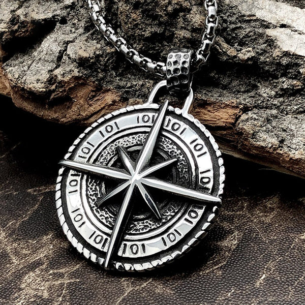 Collar con colgante de brújula vikinga vintage Voyager para hombre