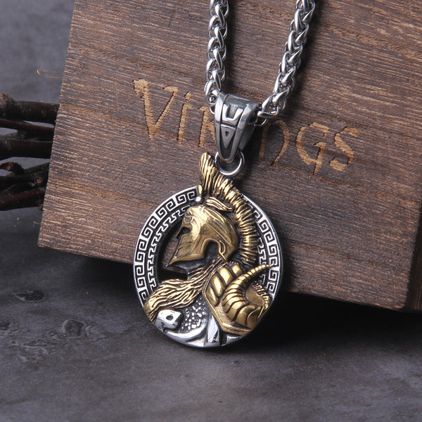 Collar colgante con casco de Esparta Never Fade