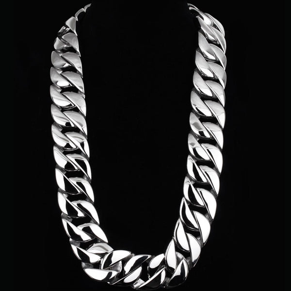 Collar de cadena de eslabones de 32 mm y 40-76 cm para hombre