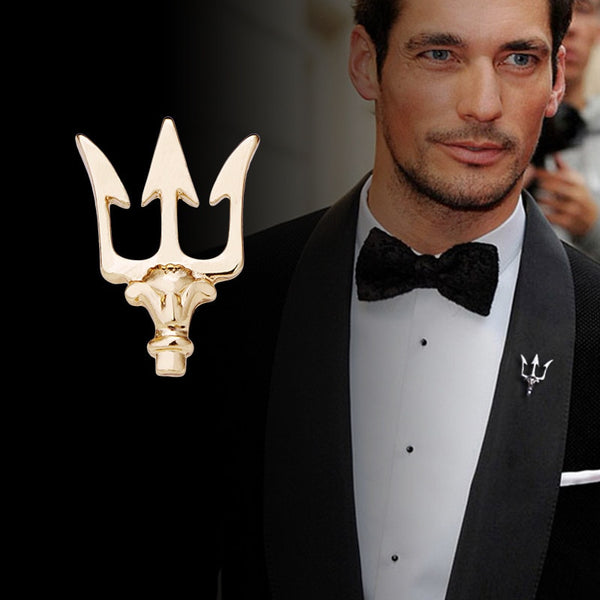 New High-end British Stlye Trident Brooch Metal Lapel Pin Men