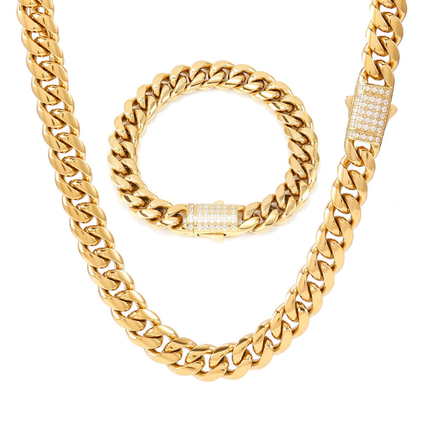 Cadena de eslabones cubanos Miami Curb de hip-hop para hombres y mujeres