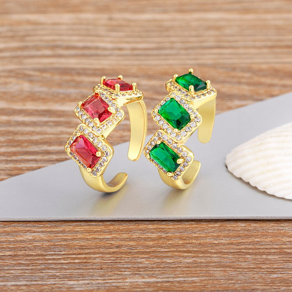 Anillo de circonita rectangular de alta calidad para mujer