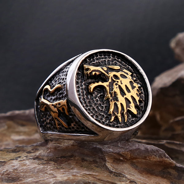 Anillo de lobo vikingo nórdico vintage de moda para hombre