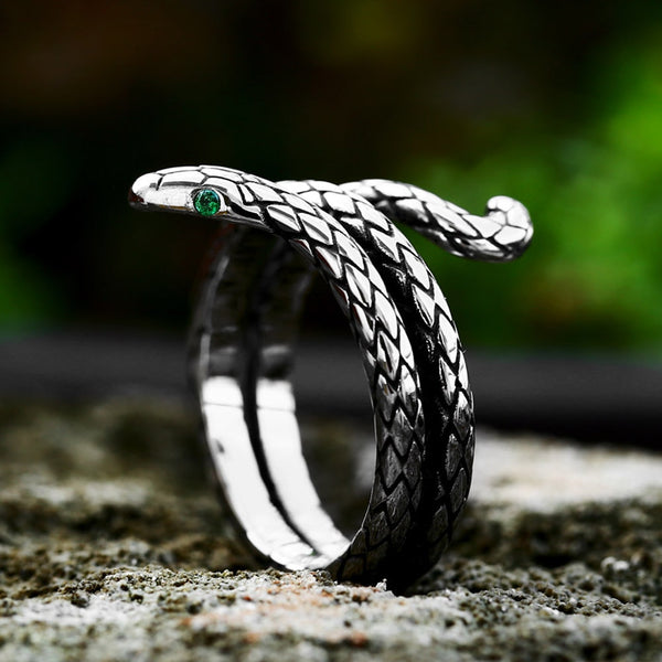 Anillo de serpiente de acero inoxidable 316L de nuevo diseño para hombres y mujeres.