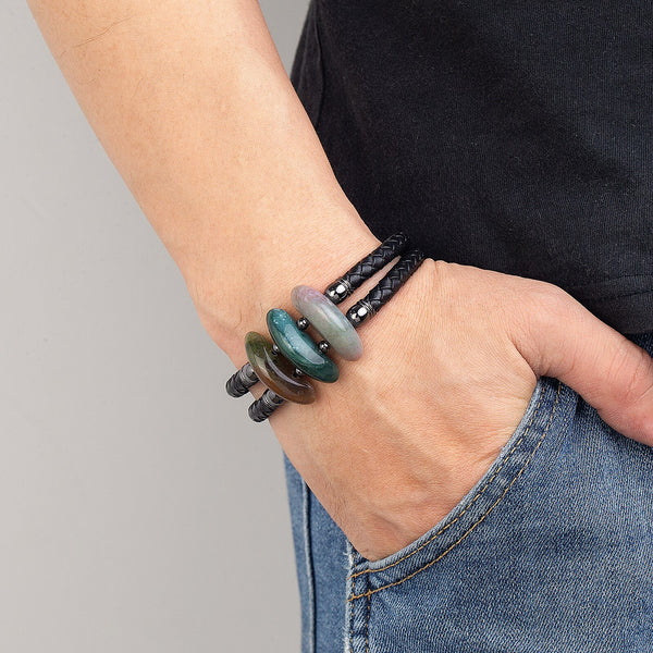 Nueva pulsera neogótica con diseño hipérbole y forma geométrica de piedra natural.