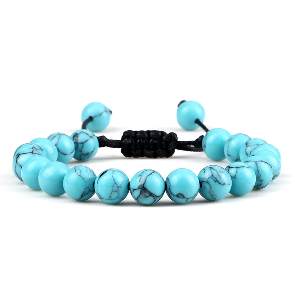 Adjustable Couples Bracelets 8mm Beads Black White Braiding Macrame Lovers Bracelet