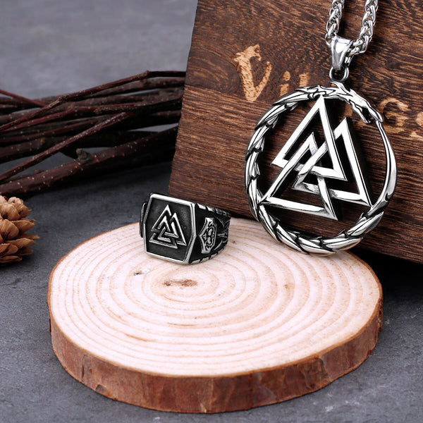 Anillo de runa de Odín de acero inoxidable 316L, amuleto de runa Navia Scandi para hombre.