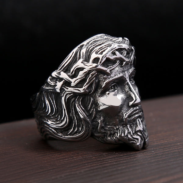 Anillo de Jesús cristiano católico vintage de moda para hombre