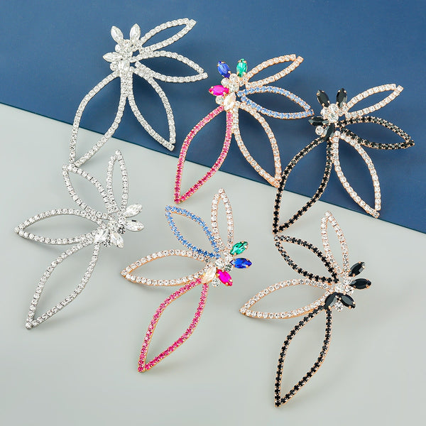 Pauli Manfi New Trend Metal Rhinestone Floral Dangle Earrings