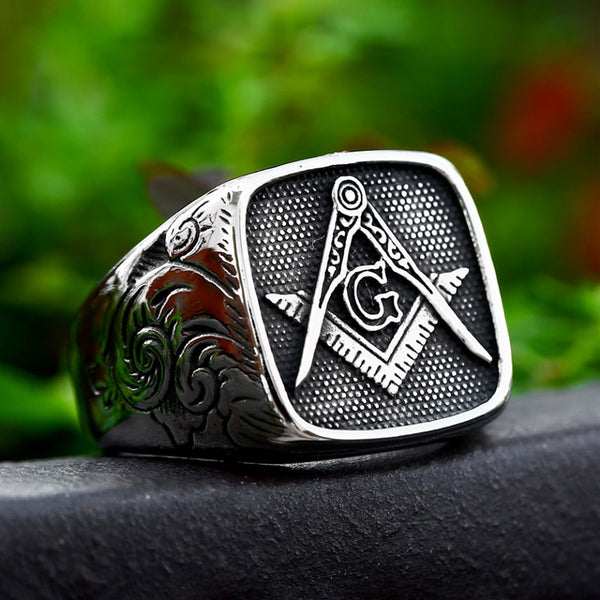 Anillos masónicos de acero inoxidable de nuevo diseño para hombres.