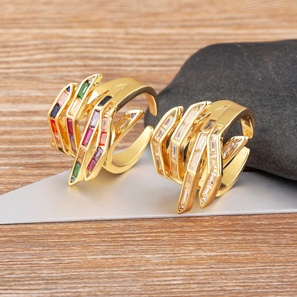 Anillo de compromiso femenino con circonitas multicapa para mujer