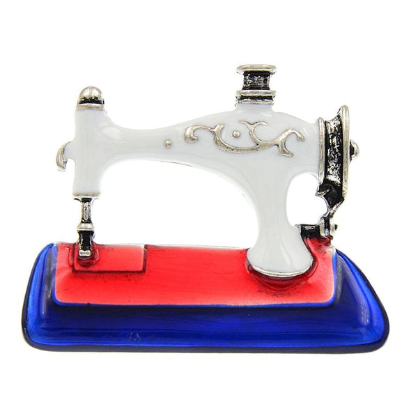 Broches de aleación con esmalte vintage para máquina de coser para mujer