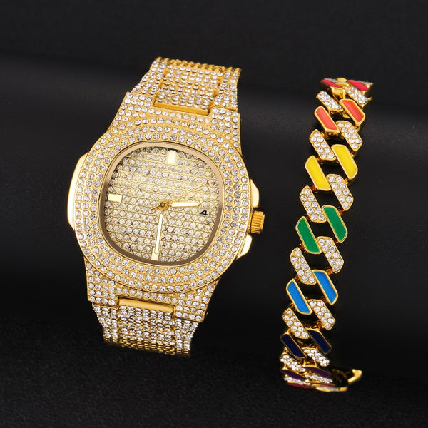 Hip Hop Luxury Quartz Mens Watches Iced Out Watch Men