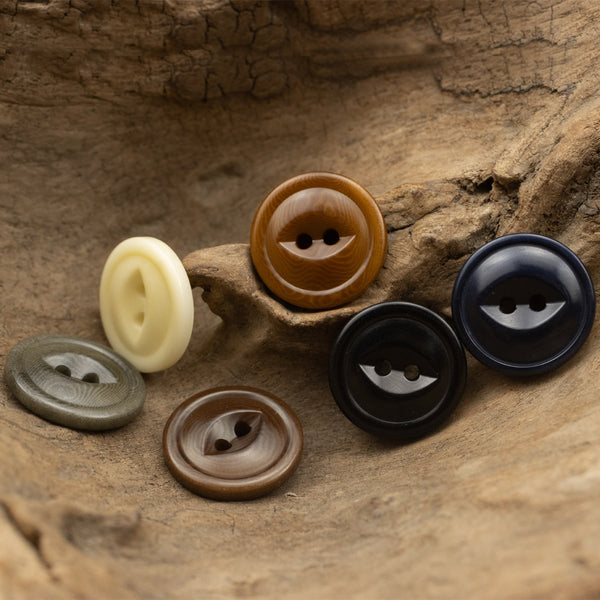 10 botones de corozo natural de ojo de pez, de dos agujeros, de algodón y lino, para chaleco de traje.