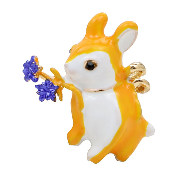 Cute Enamel Rabbit Brooch Small Animal Pin Zodiac Fashion Jewelry